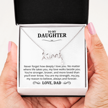Never Forget That I Love You -  Cursive Love Necklace